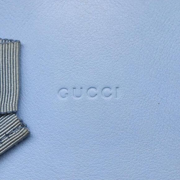 GUCCI Hand Bag Leather Blue Gold - Picture 14 of 16